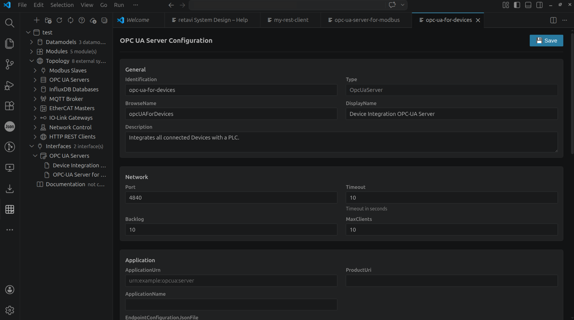 Connecting devices via OPC UA in the Universal Device Integrator